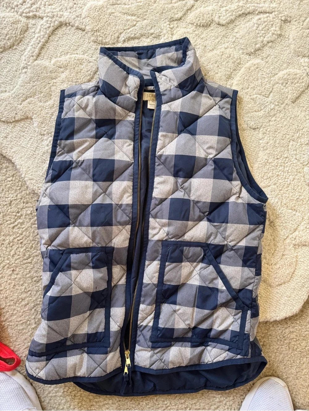 J. Crew' Navy & Gray Quilted Puffer Vest